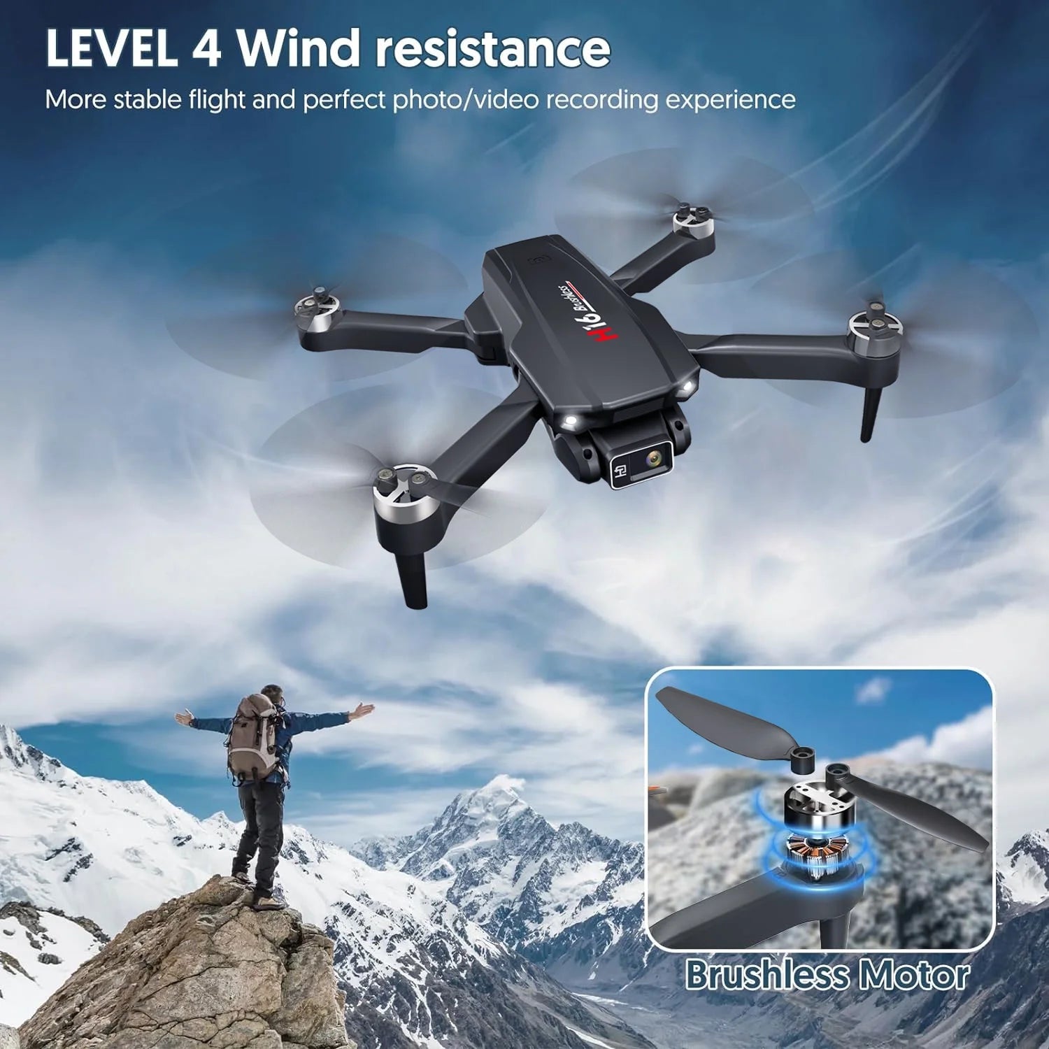 H16 Drone with Camera for Adults 4K, Foldable Drone for Beginners with Brushless Motor, Optical Flow Positioning, with 2 Batteries and Carrying Case