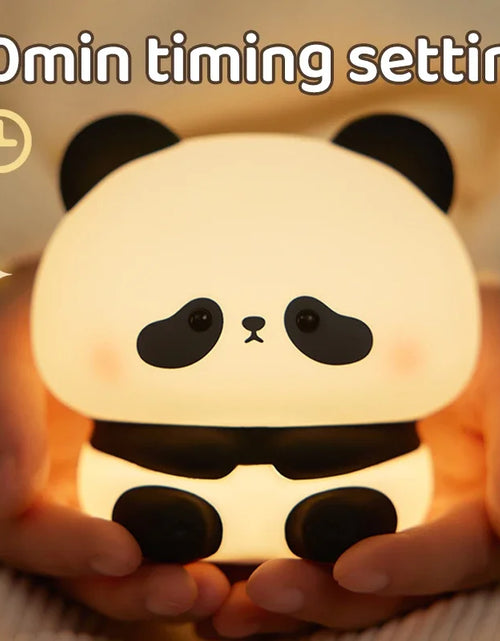 Load image into Gallery viewer, Cute Panda LED Night Light, Silicone Night Light, USB Rechargeable, Touch Night Lamp, Bedroom Timing Lamp Decoration, Children&#39;S
