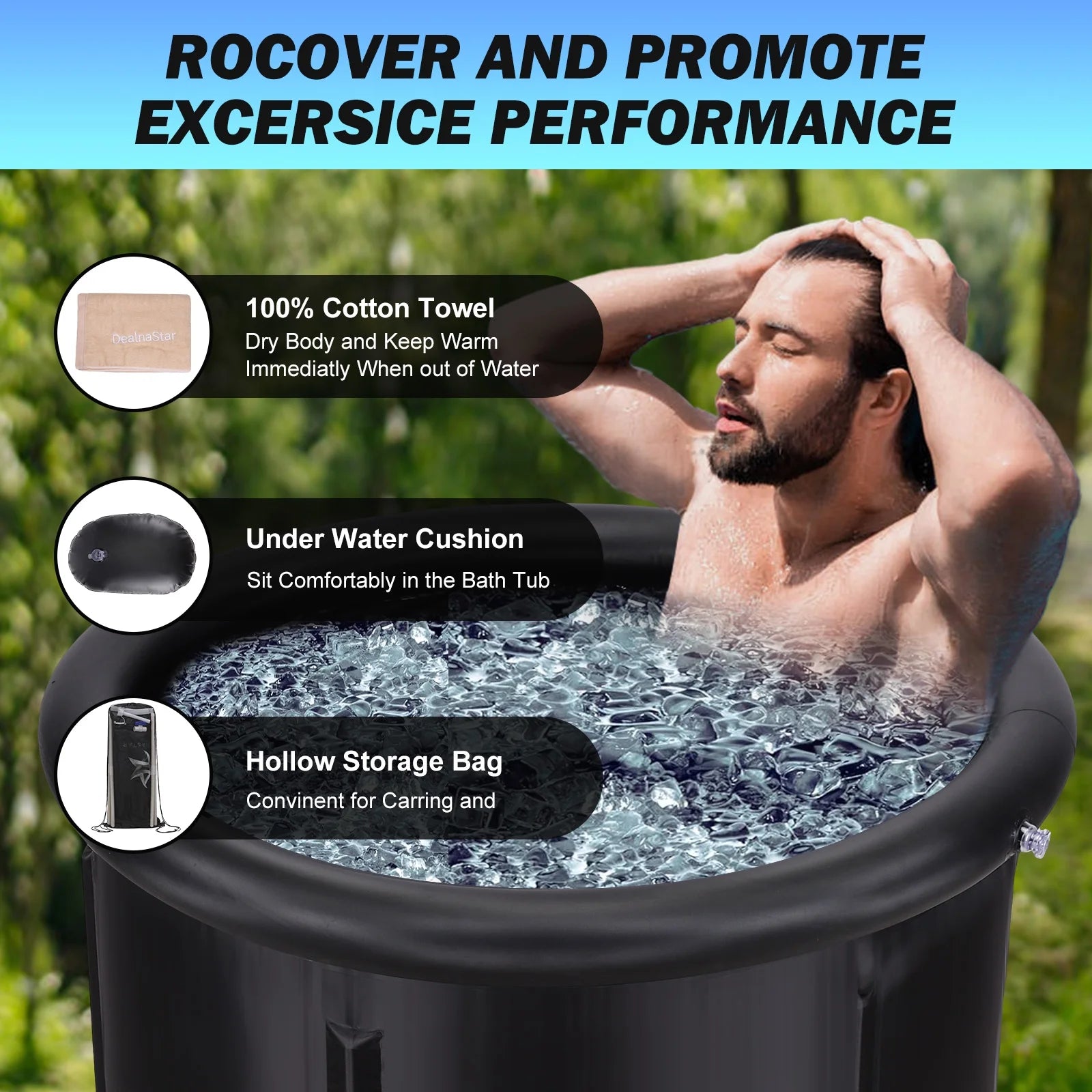 Ice Bath,Cold Tub Ice Bath,88 Gal Inflatable and Portable Cold Plunge for Athletes Adults at Home Indoor and Outdoor.