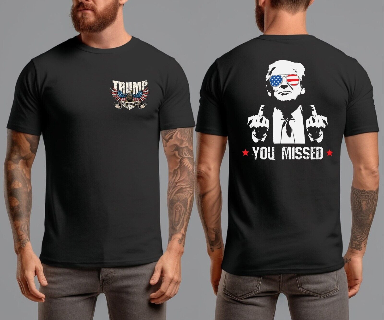 Trump You Missed Me 45 47 MAGA Never Surrender Legend Flag Eagle Fight T-Shirt