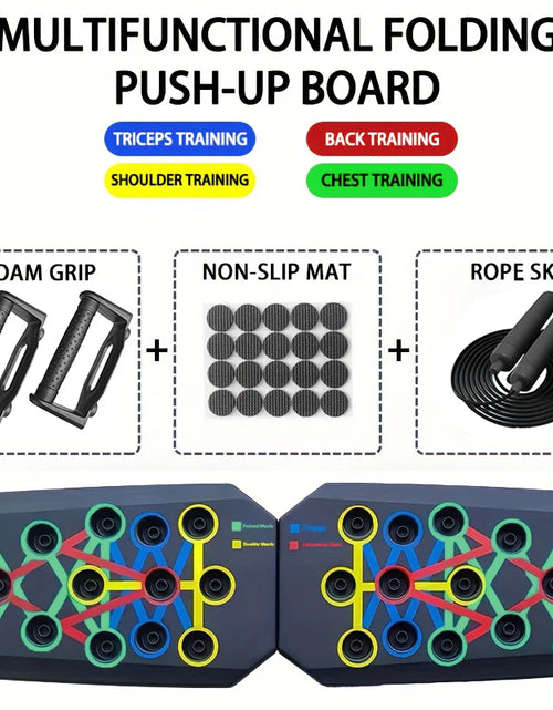 Load image into Gallery viewer, Portable Multifunctional Push-Up Board Set with Handles Foldable Fitness Equipment for Chest Abdomen Arms and Back Training
