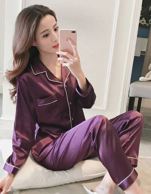 Load image into Gallery viewer, Women Silk Satin Pajamas
