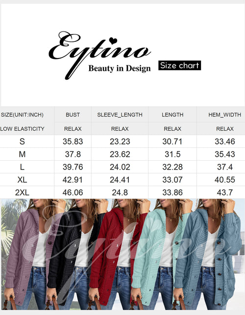 Load image into Gallery viewer, Hooded Cardigan Sweaters for Women Long Sleeve Button down Knit Sweater Coat Outwear with Pockets
