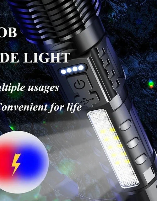 Load image into Gallery viewer, High Power White Laser LED Flashlight Built-In Battery USB Rechargeable Strong Light Tactical Torch Outdoor Camping Hiking Lamp
