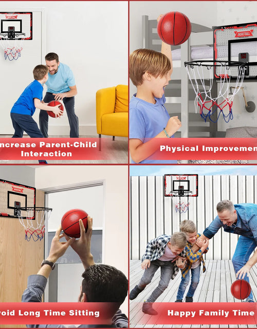 Load image into Gallery viewer, Basketball Hoop Indoor, LED Light Mini Basketball Hoops with 2 Balls &amp; Electronic Scoreboard, over the Door Basketball Hoop, Basketball Accessories for 5 6 7 8 9 10 11 12 Year Old Kids Teen Adults
