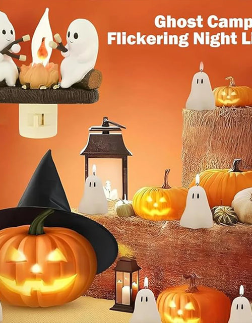 Load image into Gallery viewer, New Fashionable Ghost Campfire Nightlight Ghost Campfire Flickering Plug in Night Light Halloween Ghost Pumpkin Night Light
