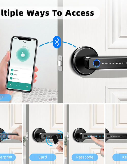 Load image into Gallery viewer, Smart Door Lock,Keyless Entry Door Lock with Handle,Fingerprint Door Lock with Tuya App,Smart Door Knob with Key for Home Bedroom
