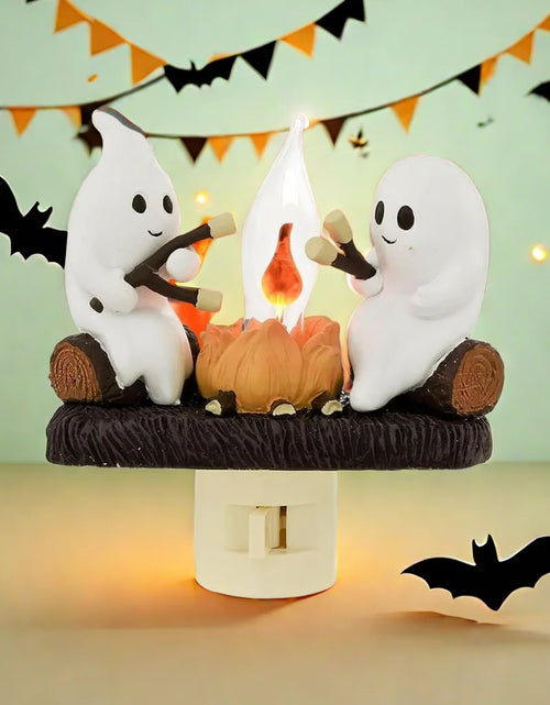 Load image into Gallery viewer, New Fashionable Ghost Campfire Nightlight Ghost Campfire Flickering Plug in Night Light Halloween Ghost Pumpkin Night Light
