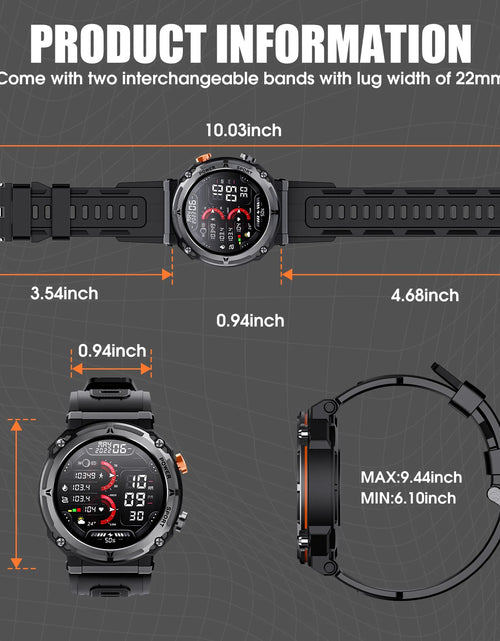 Load image into Gallery viewer, Smart Watches for Men, Bluetooth Call Receive Dial, 1.32&quot; Rugged Smartwatch for Iphone/Android, C21 Outdoor Smart Watch, Black
