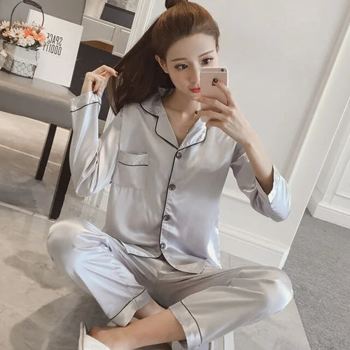 Load image into Gallery viewer, Women Silk Satin Pajamas
