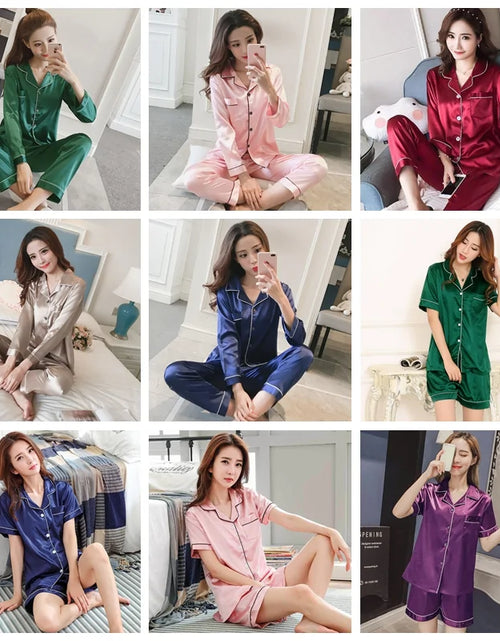 Load image into Gallery viewer, Women Silk Satin Pajamas
