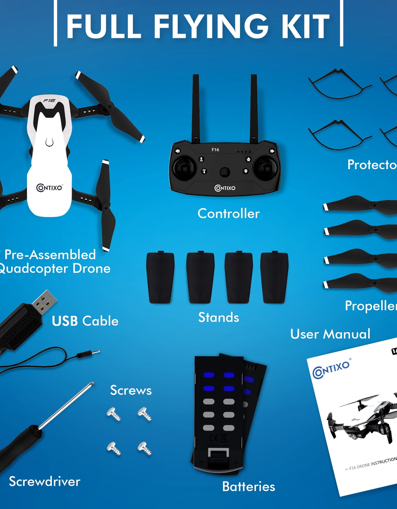 F16 FPV Drone with Camera, 1080P HD, Follow Me, Altitude Hold, 2.4Ghz