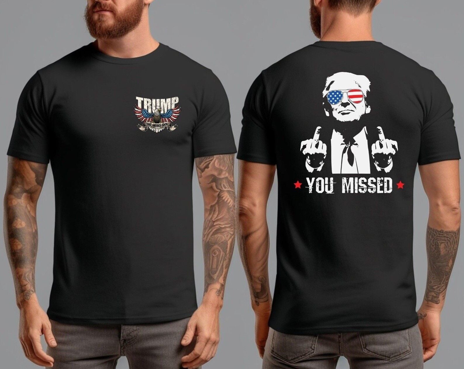 Trump You Missed Me 45 47 MAGA Never Surrender Legend Flag Eagle Fight T-Shirt