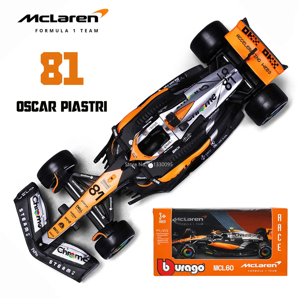 Bburago 1:43 NEW 2023 Mclaren F1 Team MCL60 4# Lando Norris 81# Oscar Piastri Formula One Alloy Super Toy Die Cast Car Model