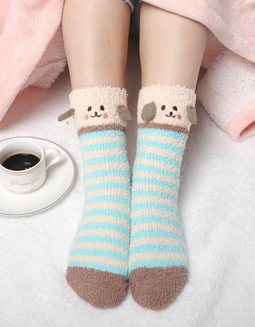 Load image into Gallery viewer, Fuzzy Slipper Socks for Women Fluffy Warm Non Slip Cozy Socks with Grips Winter Girls Soft Socks 5 Pairs
