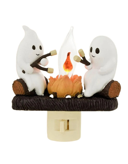 Load image into Gallery viewer, New Fashionable Ghost Campfire Nightlight Ghost Campfire Flickering Plug in Night Light Halloween Ghost Pumpkin Night Light
