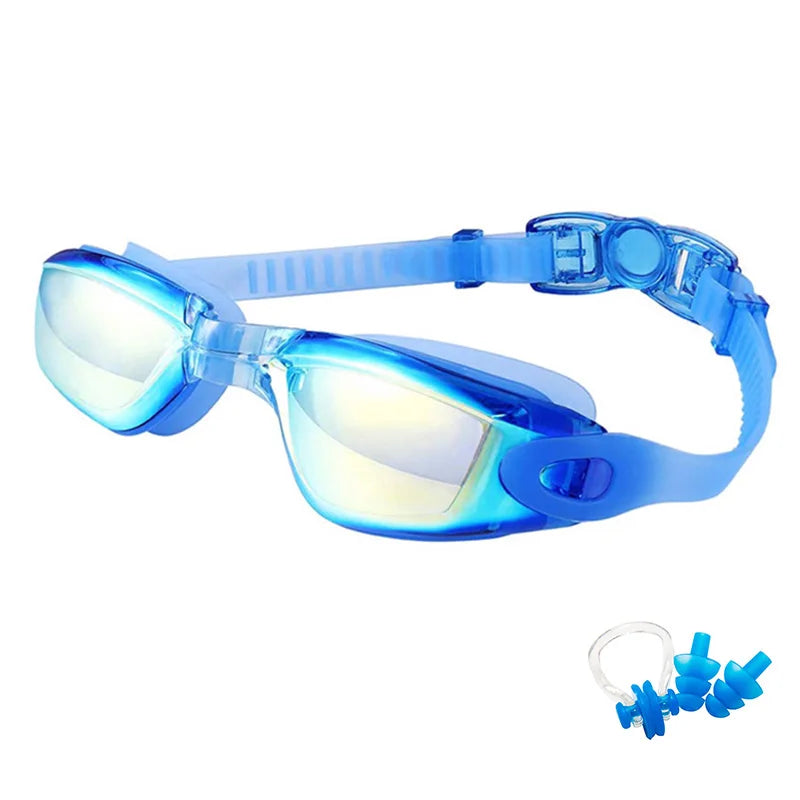 Swimming Goggles for Men Women Anti-Fog Uv Prescription Waterproof Silicone Adjust Swim Pool Eyewear Adults Kids Diving Glasses