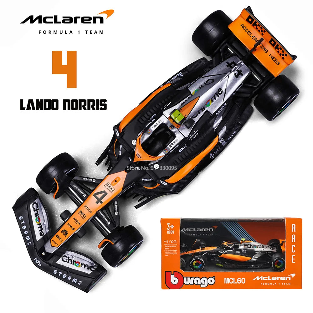 Bburago 1:43 NEW 2023 Mclaren F1 Team MCL60 4# Lando Norris 81# Oscar Piastri Formula One Alloy Super Toy Die Cast Car Model