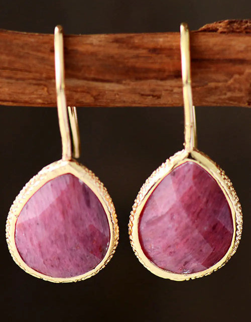 Load image into Gallery viewer, Handmade Natural Stone Teardrop Earrings
